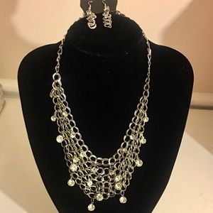 Silver Rhinestone Chain Necklace